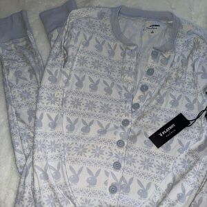 Baby Blue Playboy Christmas Onesie